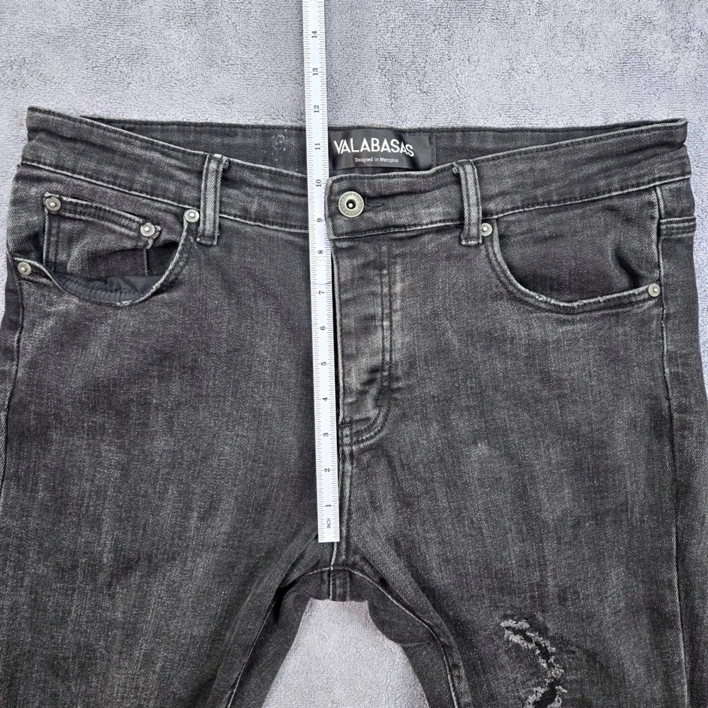 Valabasas Skinny Jeans Mens 36 Black Excellent Distressed Ripped Button Fly